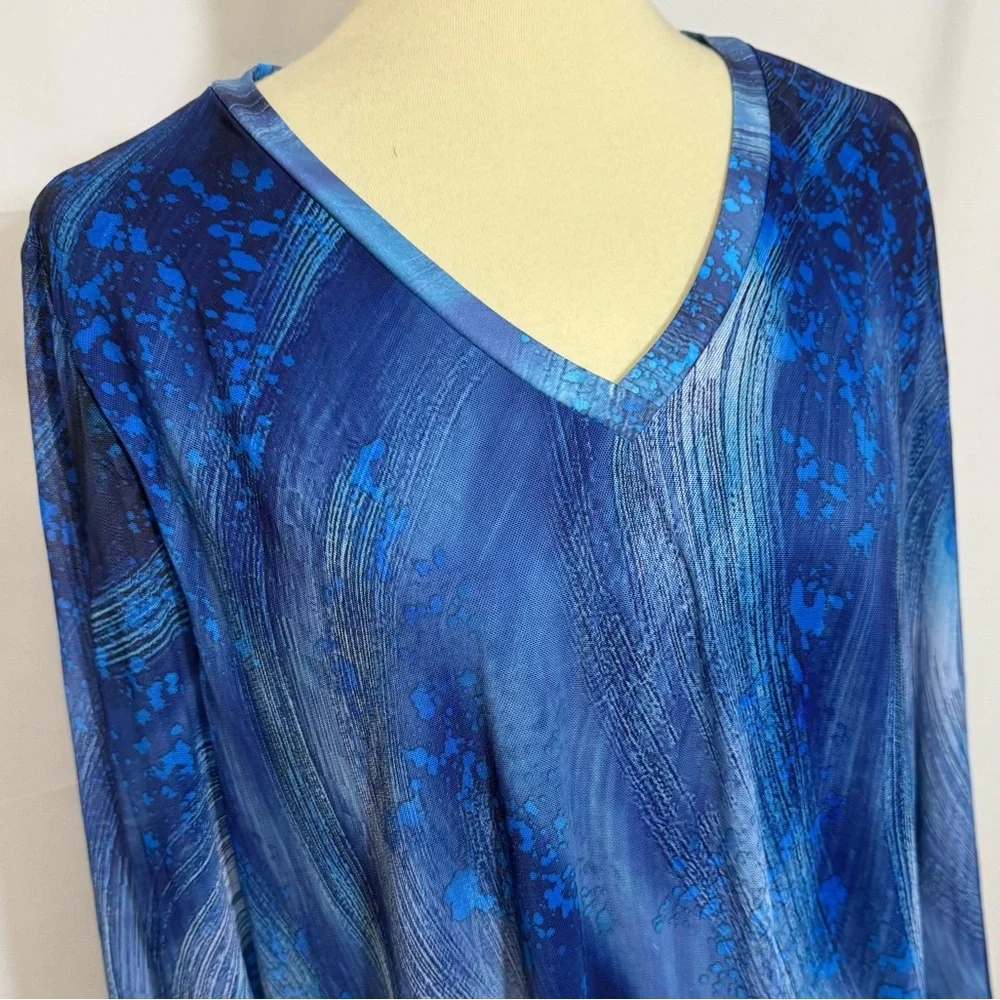 Vibrant Blue Blouse with Long Sleeves - Picture 6 of 12